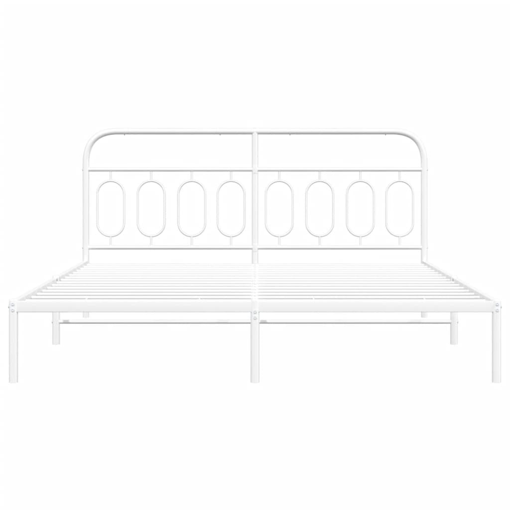 Estrutura de cama com cabeceira 160x200 cm metal branco