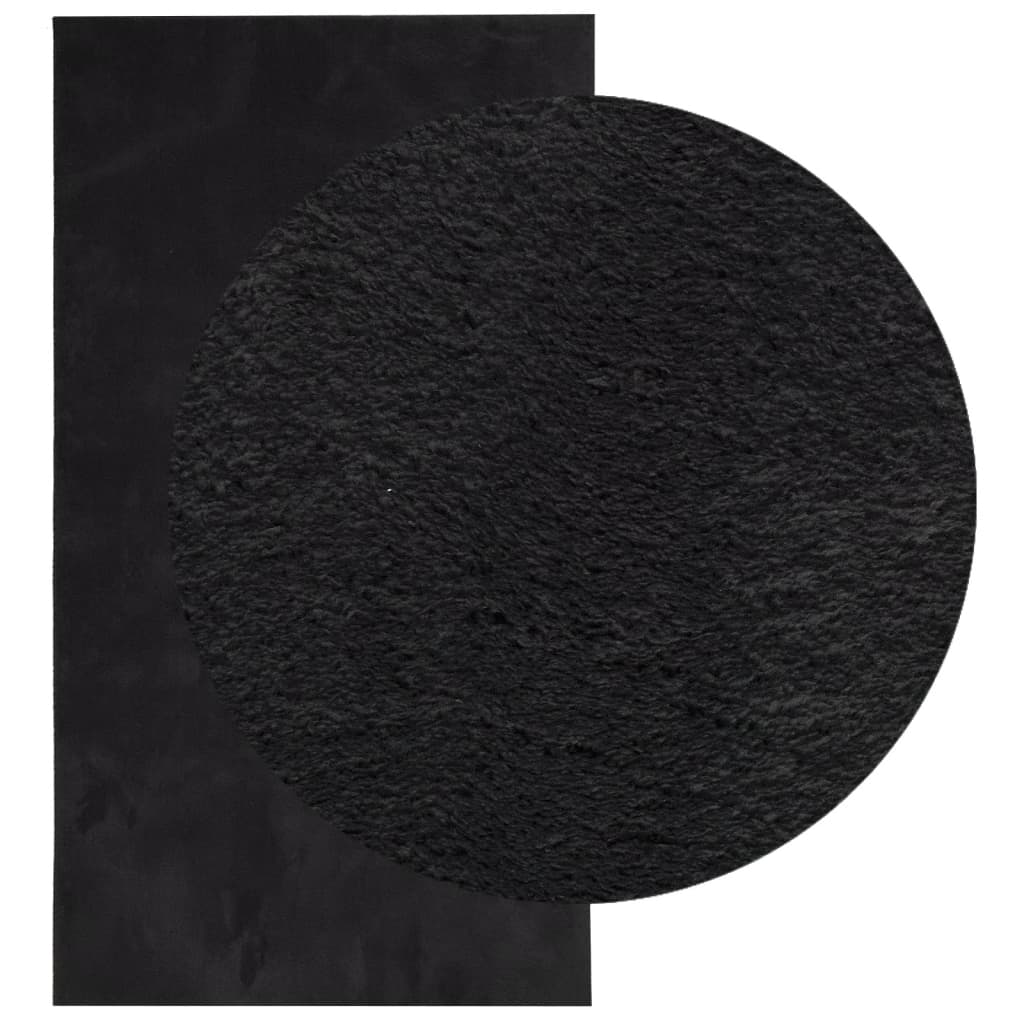 Tapete pelo curto macio e lavável huarte 80x150 cm preto