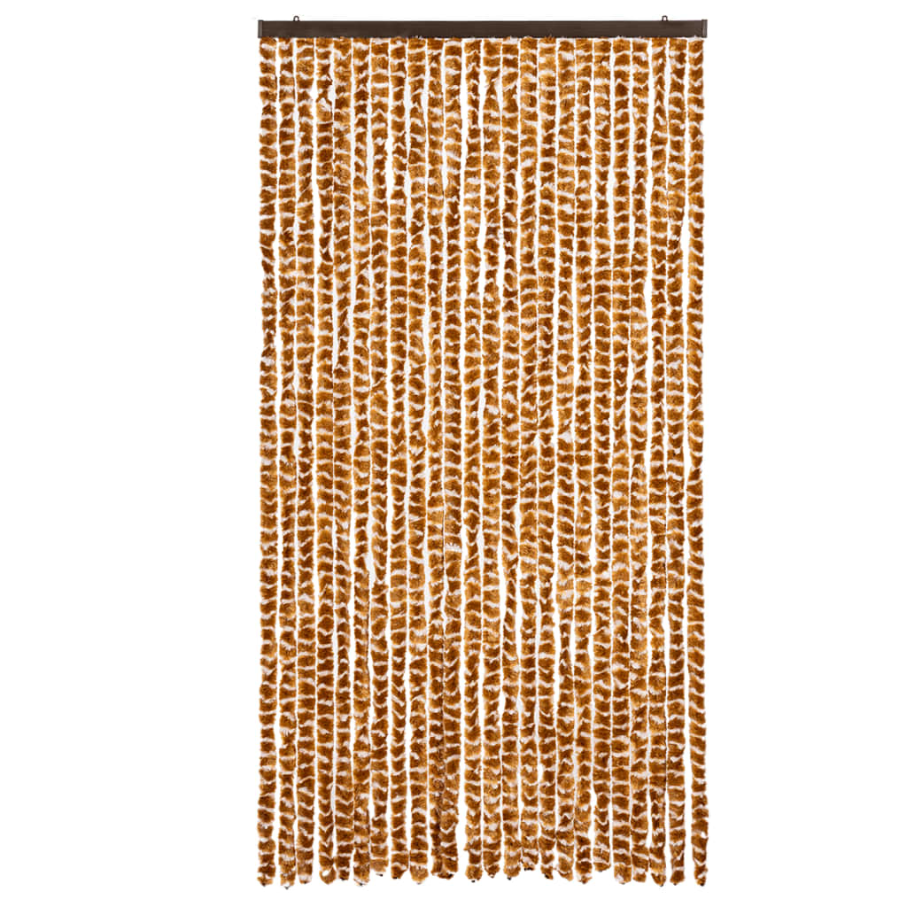 Cortina anti-insetos 100x200 cm chenille ocre e branco