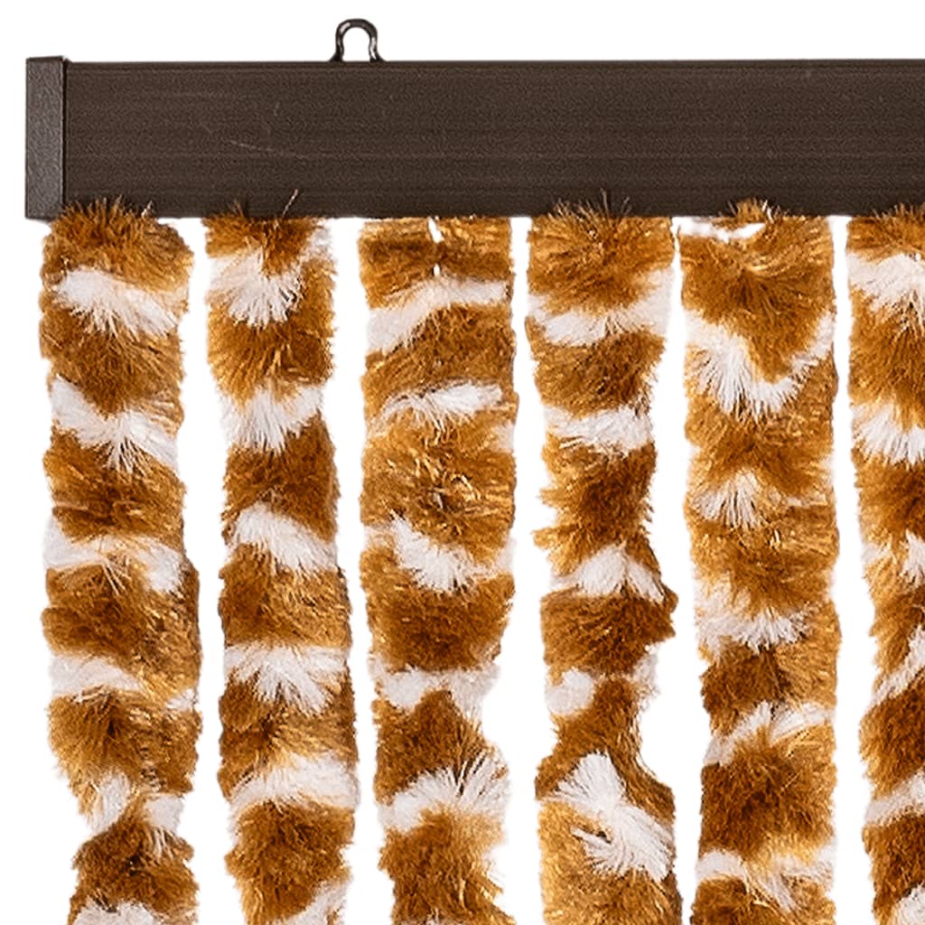 Cortina anti-insetos 100x200 cm chenille ocre e branco
