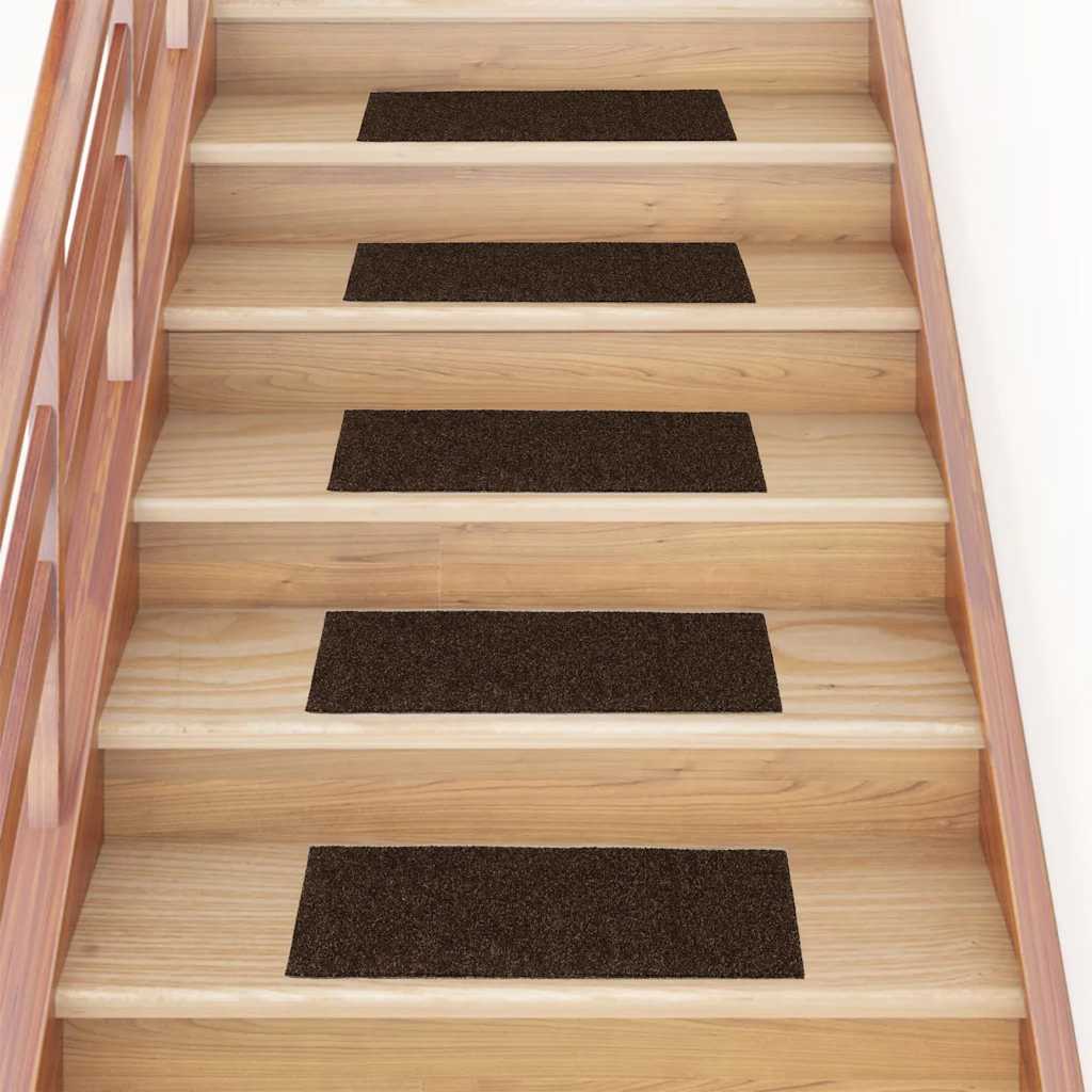 Tapetes de escada autoadesivos 30 peças 60x25 cm marrom retangular