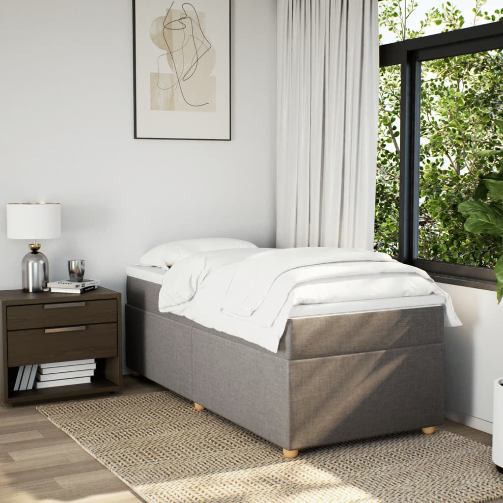Cama com molas/colchão 100x200 cm tecido cinza-acastanhado