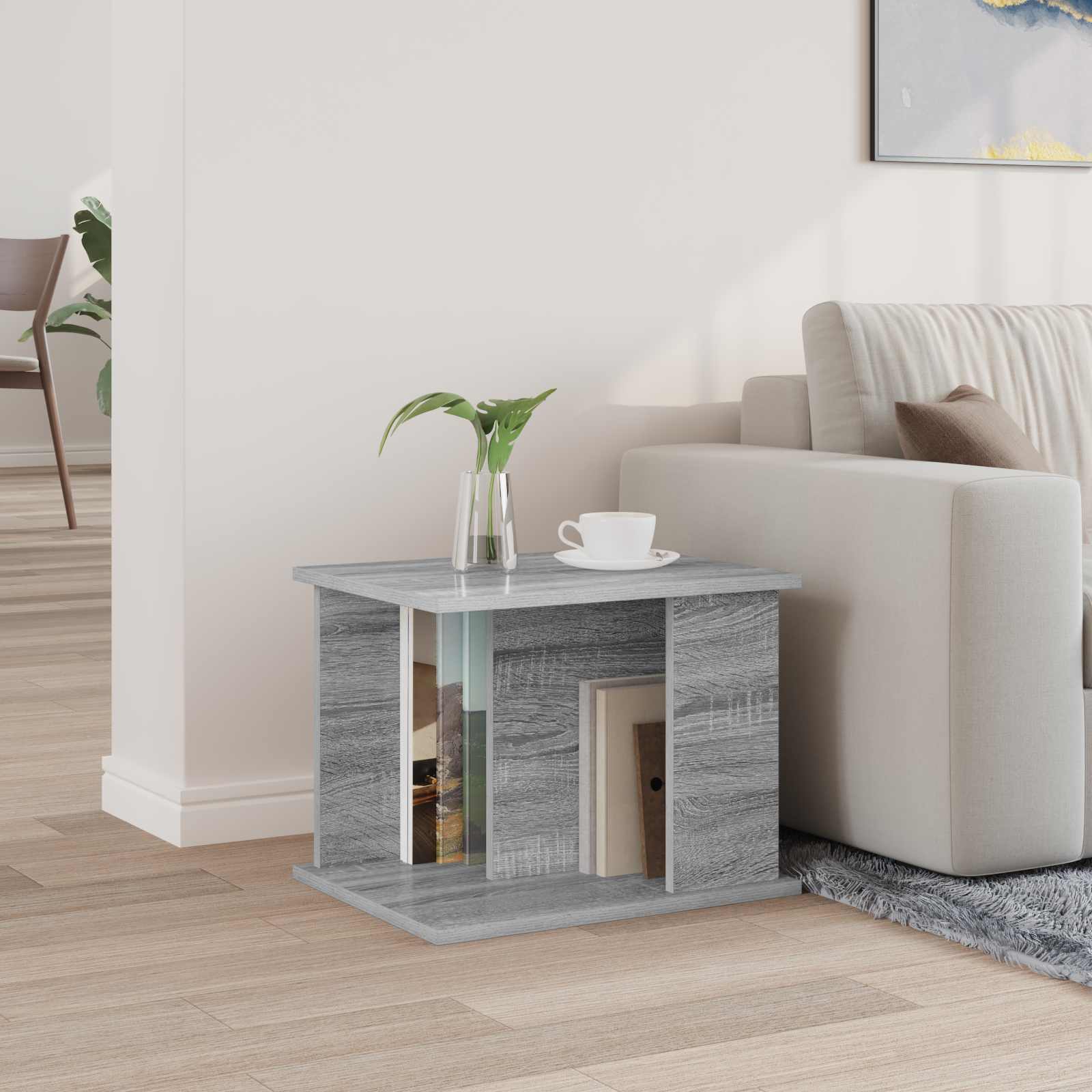 Estante de revistas com prateleira cinza sonoma 35 x 35 x 45 cm