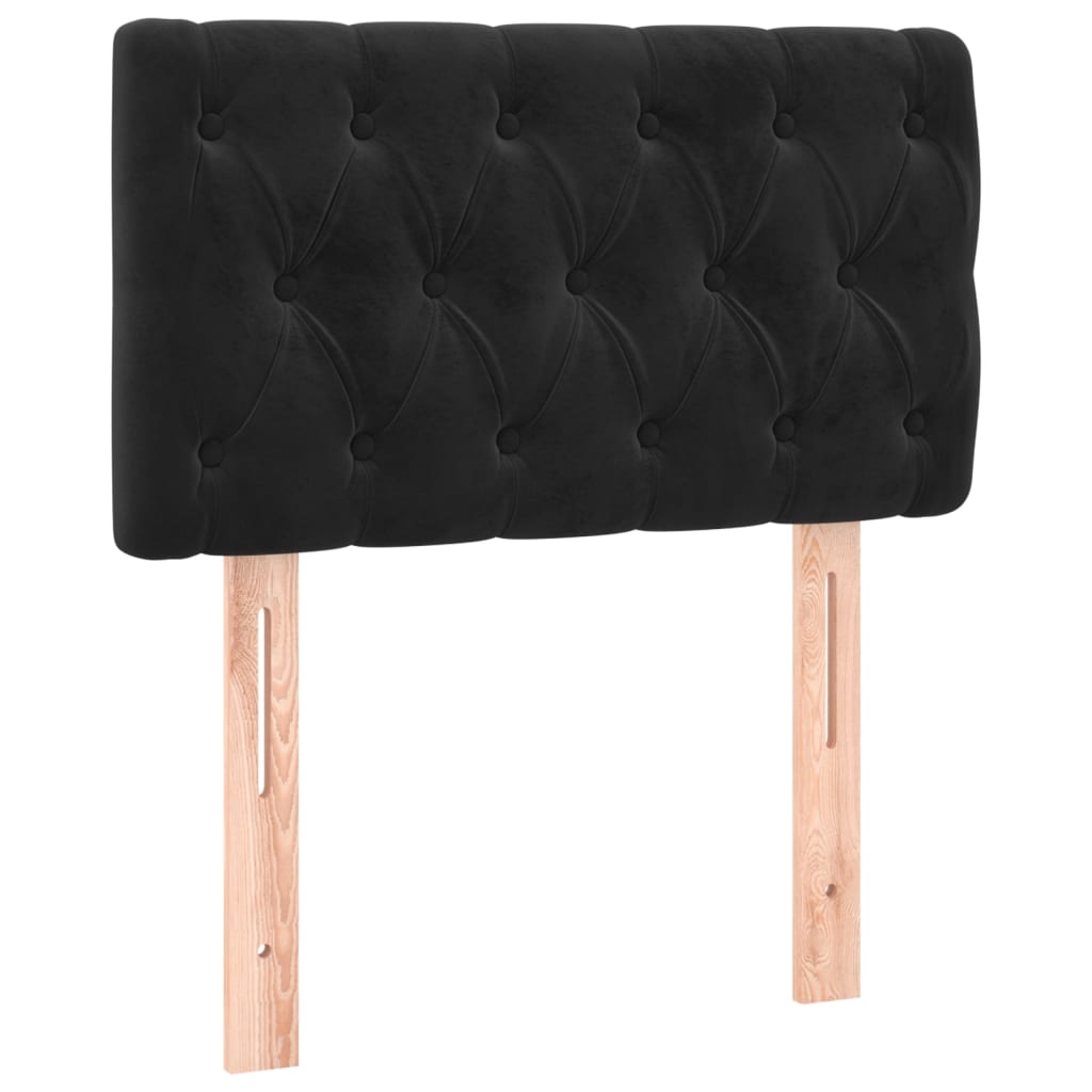 Cabeceira de cama c/ luzes LED veludo 80x7x78/88 cm preto