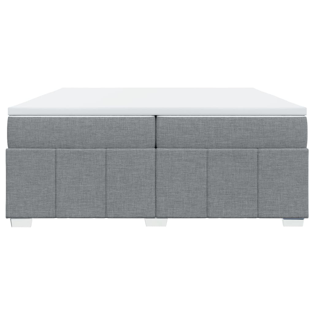 Cama com molas/colchão 200x200 cm tecido cinza-claro