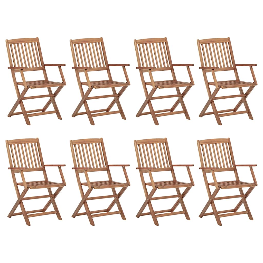 Cadeiras de exterior dobráveis 8 pcs madeira de acácia maciça