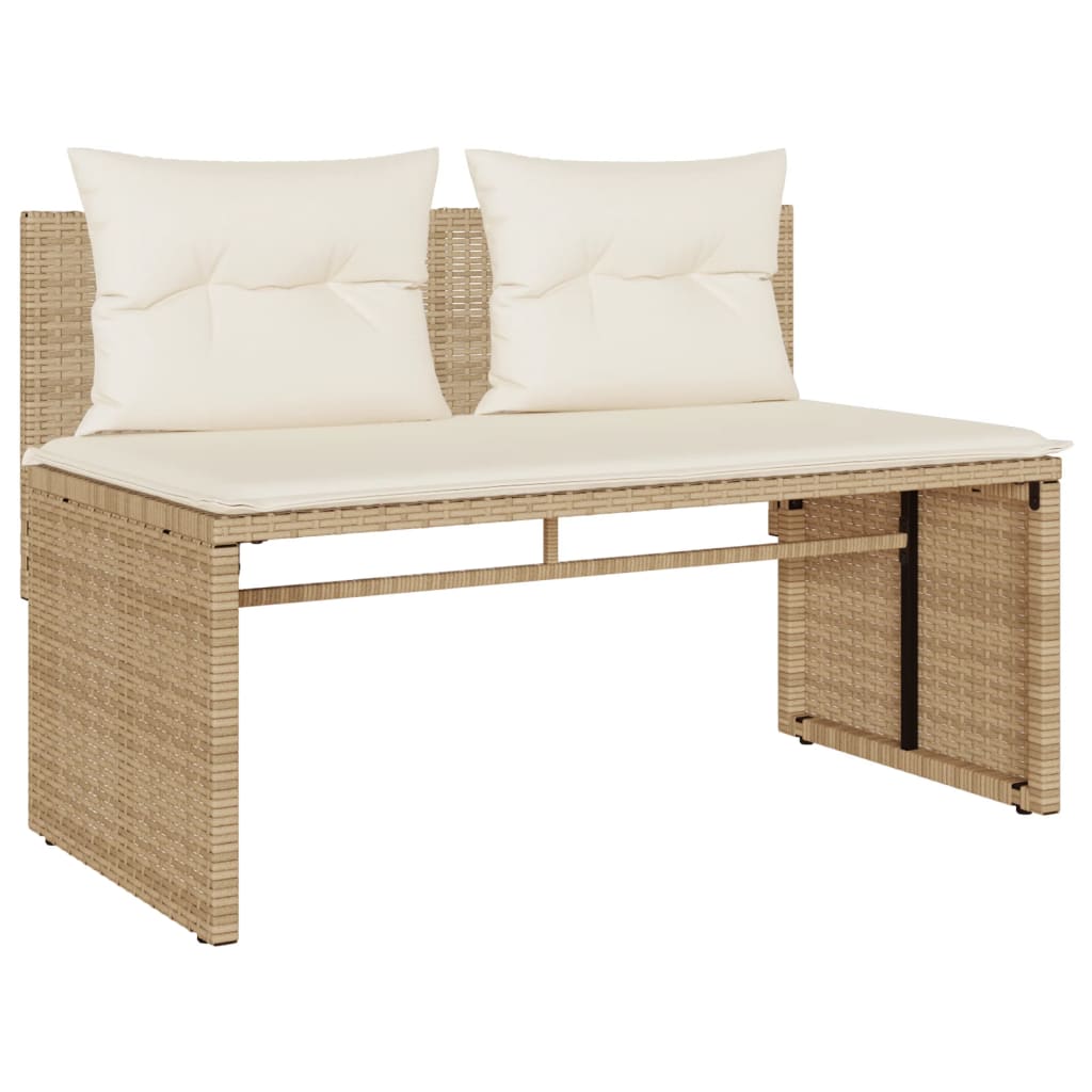 4 Pcs conjunto de sofás para jardim c/ almofadões vime PE bege