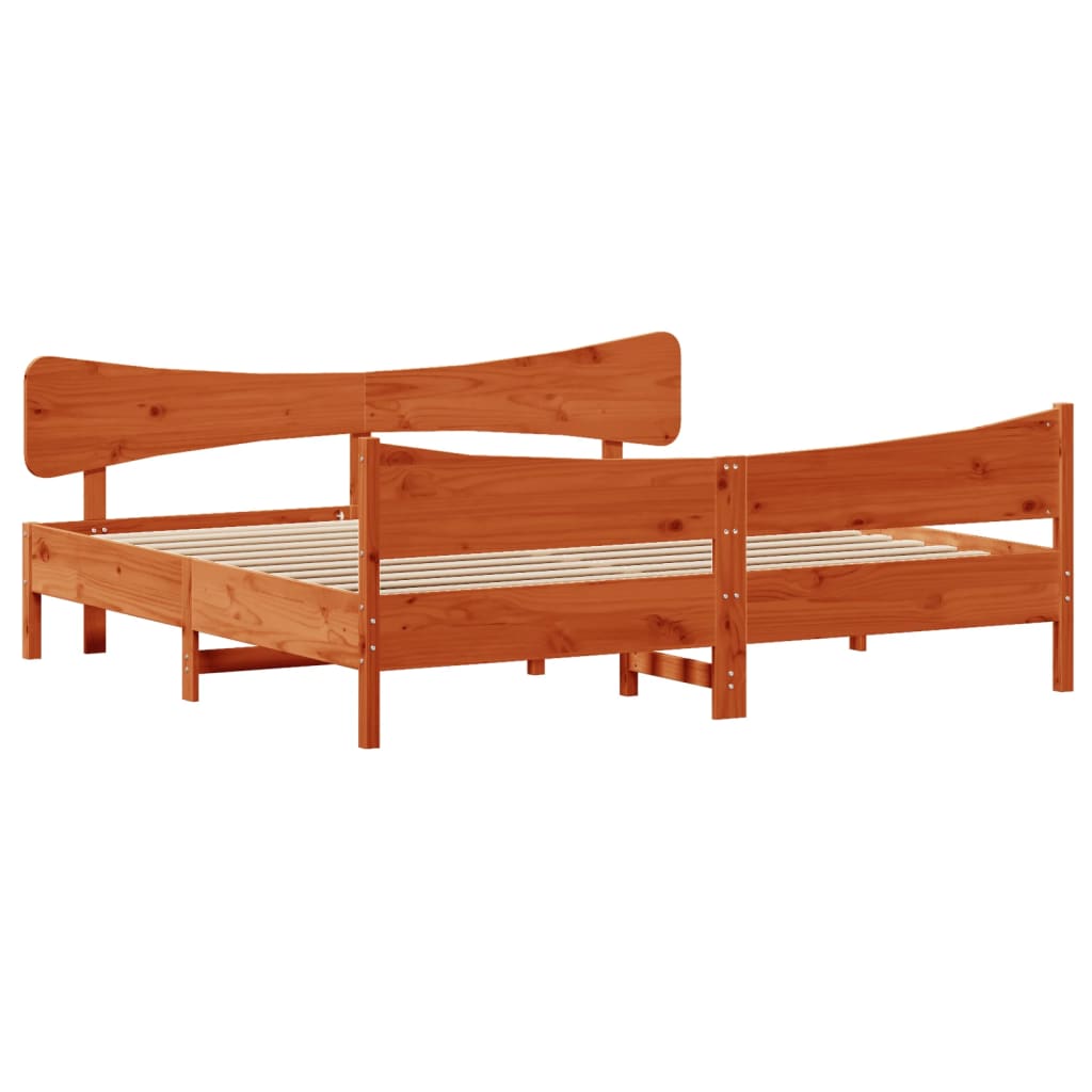 Cama sem colchão 180x200 cm pinho maciço castanho-mel