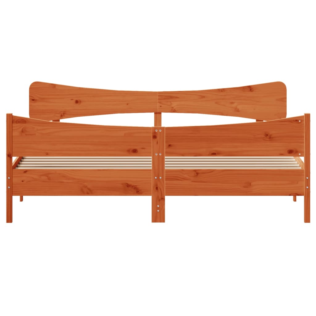 Cama sem colchão 180x200 cm pinho maciço castanho-mel