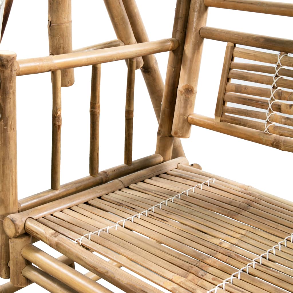 Banco de baloiçar 2 lugares bambu c/ folhas de palmeira 202cm