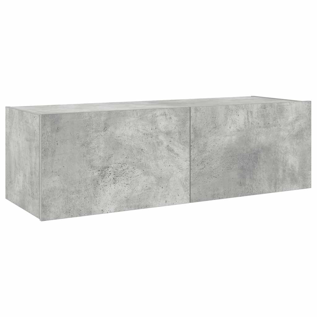 Móvel de parede p/ TV c/ luzes LED 100x35x31 cm cinza cimento