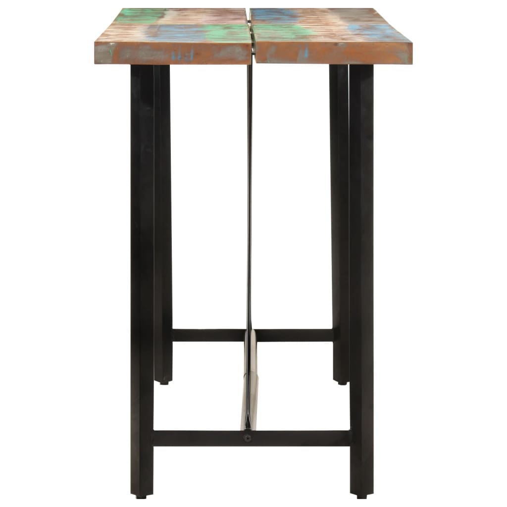 Mesa de bar 150x70x107 cm madeira recuperada maciça e ferro