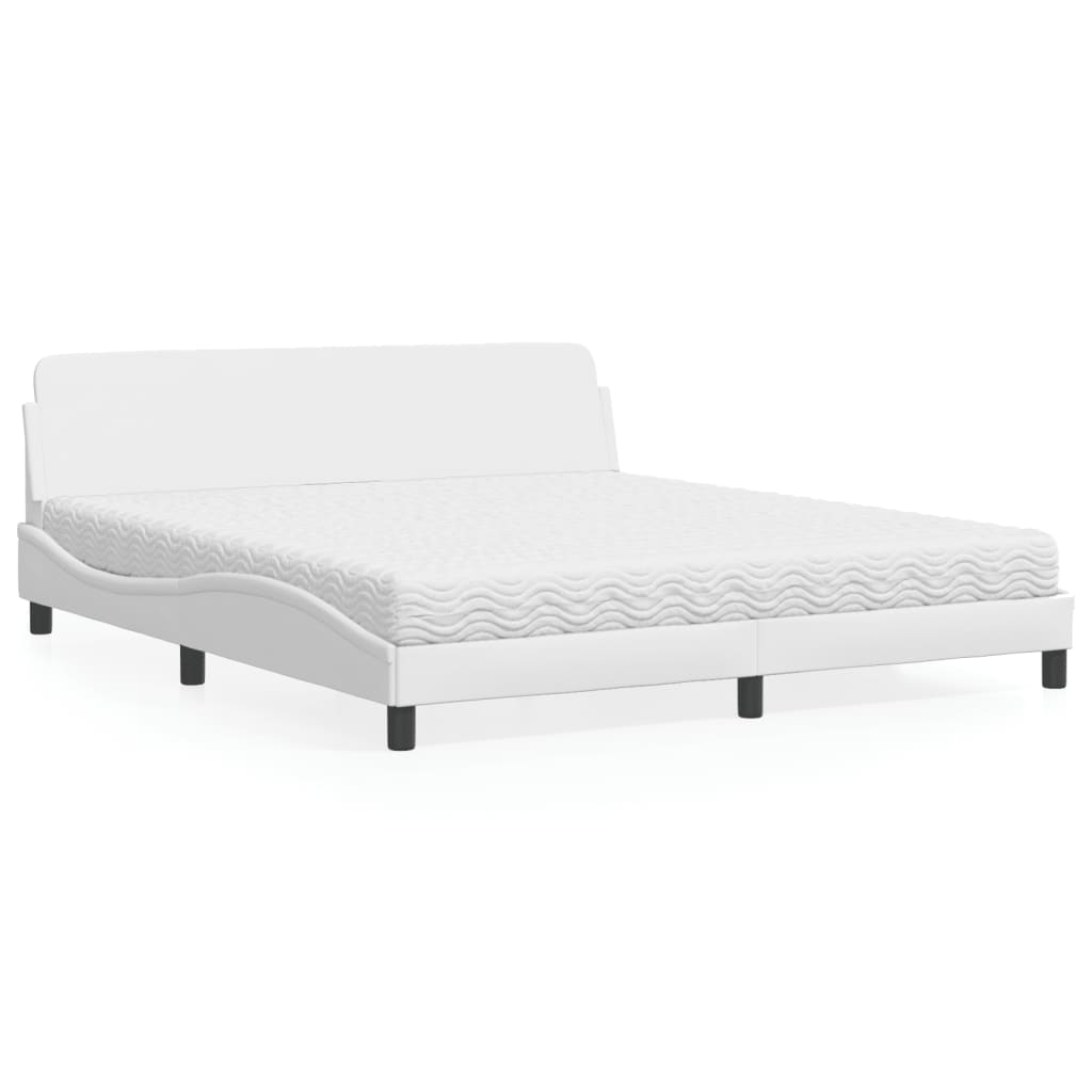 Cama com colchão dover 180x200 cm couro artificial branco