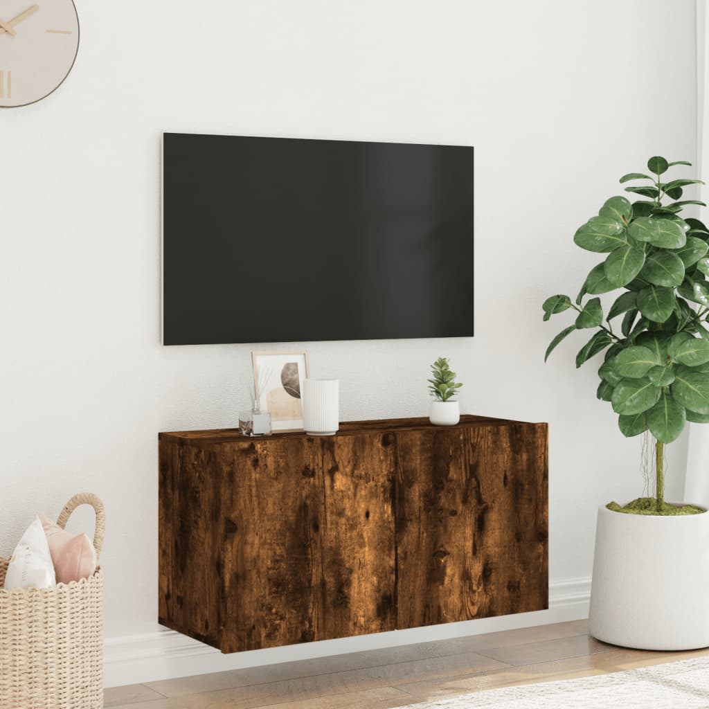 Móvel de parede para TV 80x30x41 cm carvalho fumado