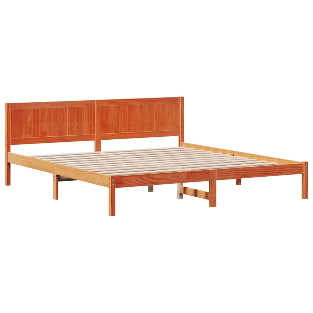 Estrutura da cama castanho 200 x 200 cm madeira de pinho maciça