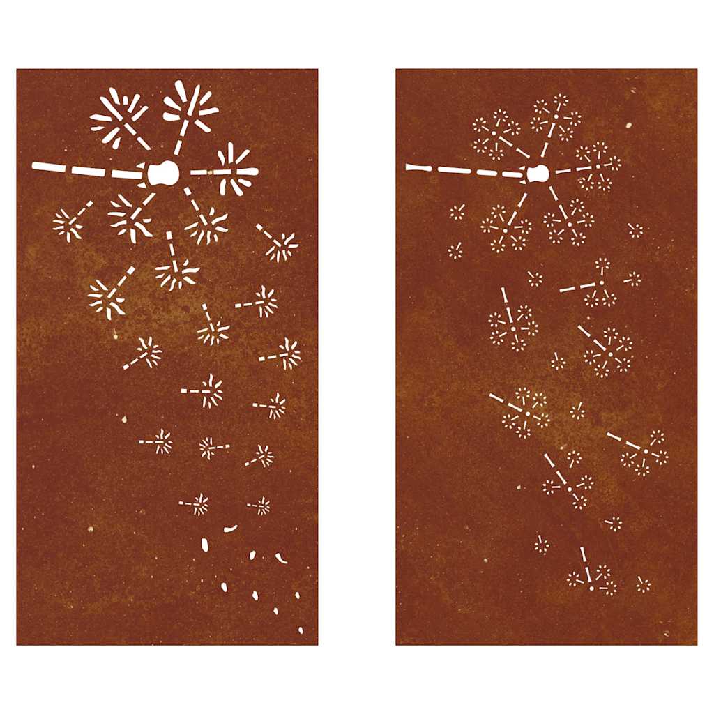 Decorações p/ muro de jardim 2 pcs aço corten design flores