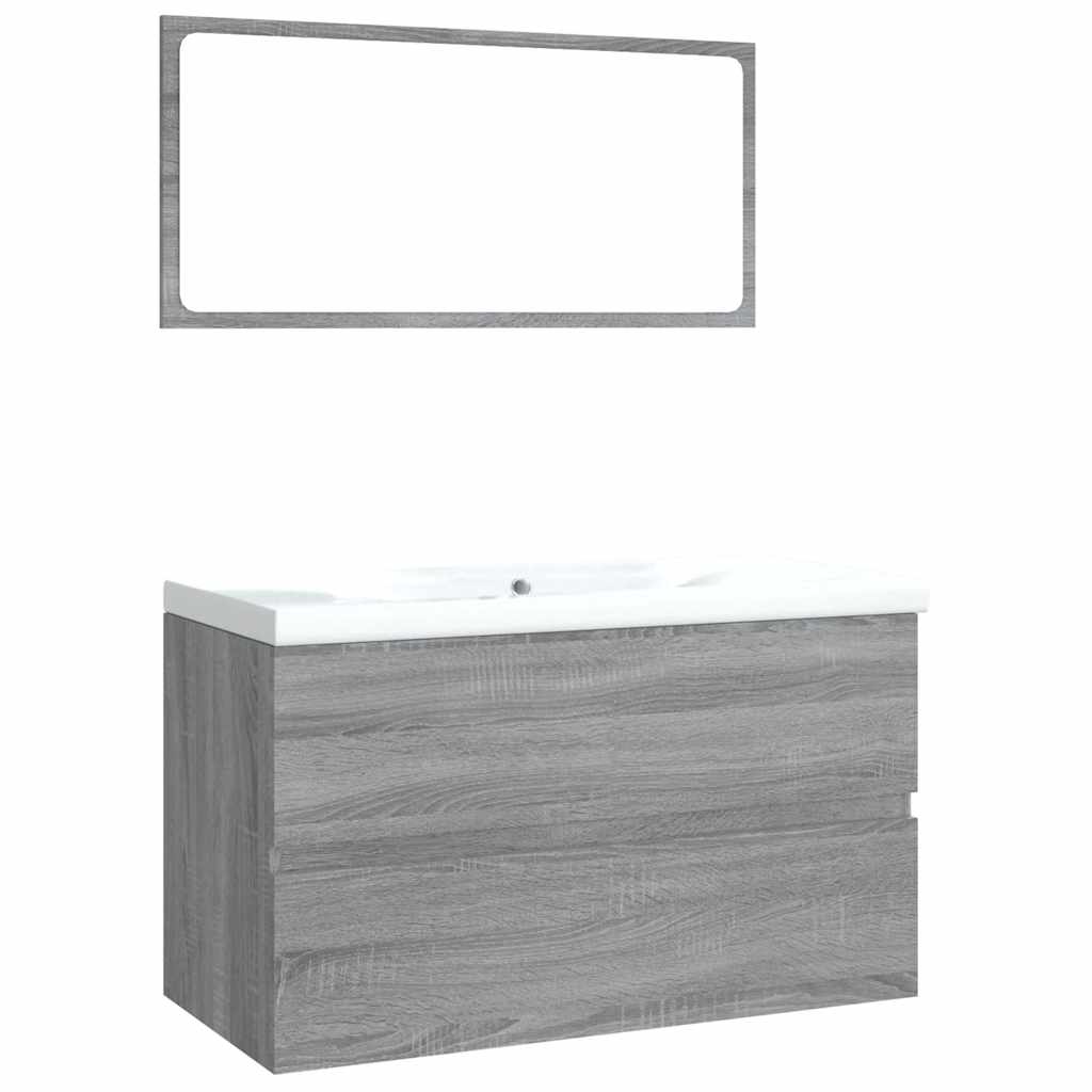 Conjunto móveis casa de banho derivados de madeira sonoma cinza