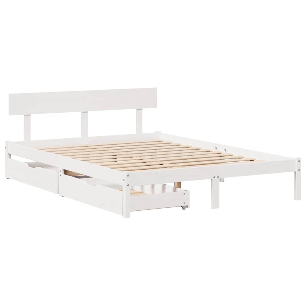 Cama sem colchão 135x190 cm madeira de pinho maciça branco