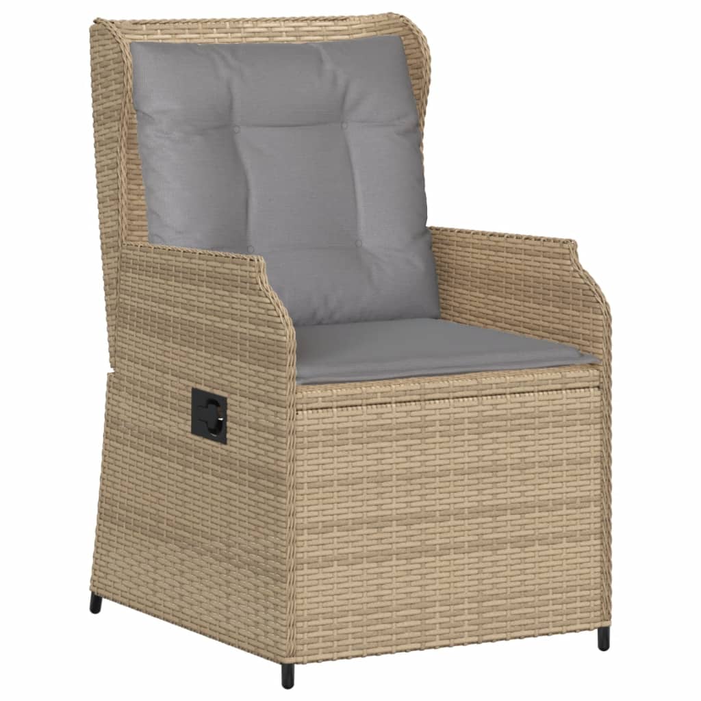 5 Pcs conjunto lounge p/ jardim com almofadões vime PE bege