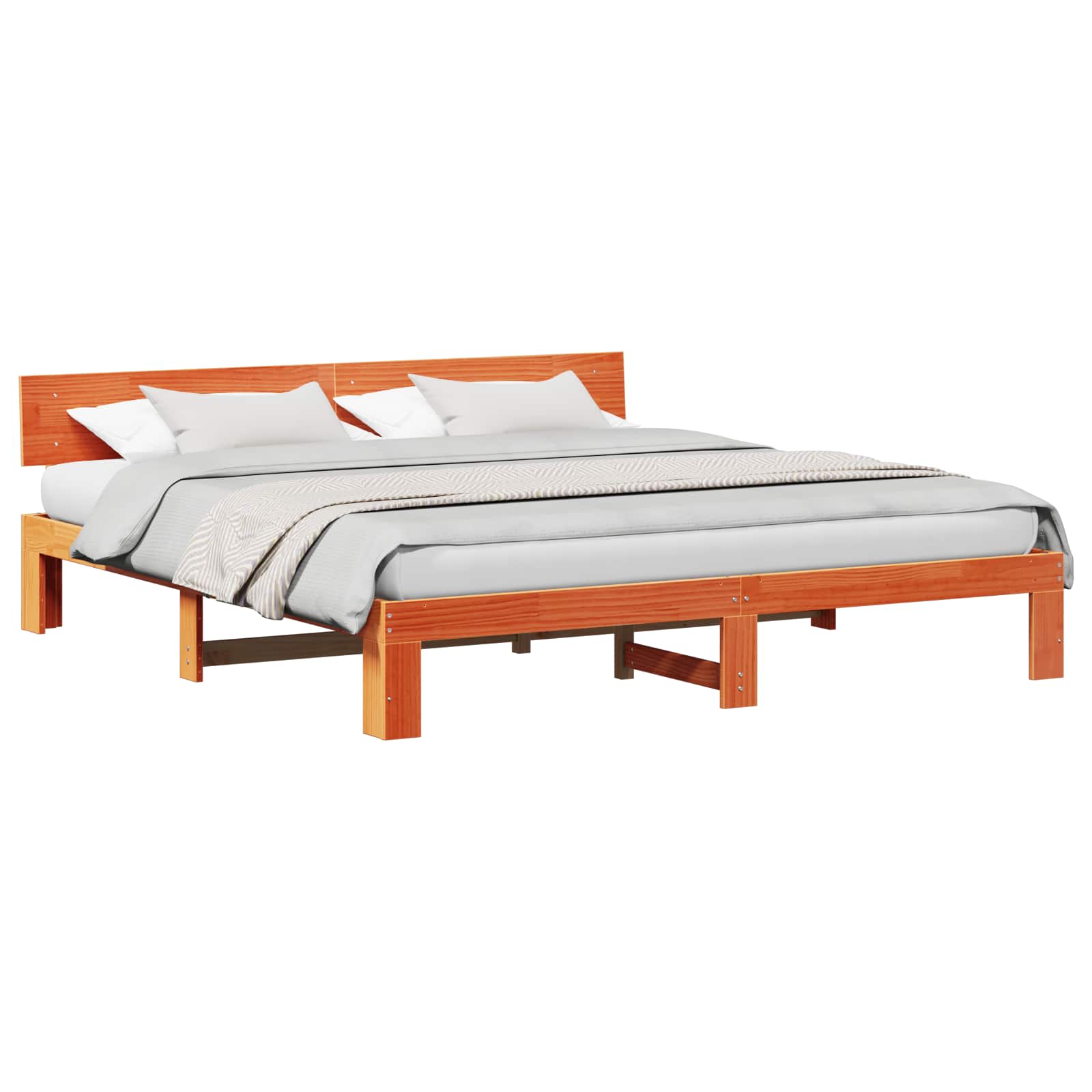 Estrutura da cama com cabeceira marrom cera 200 x 200 cm