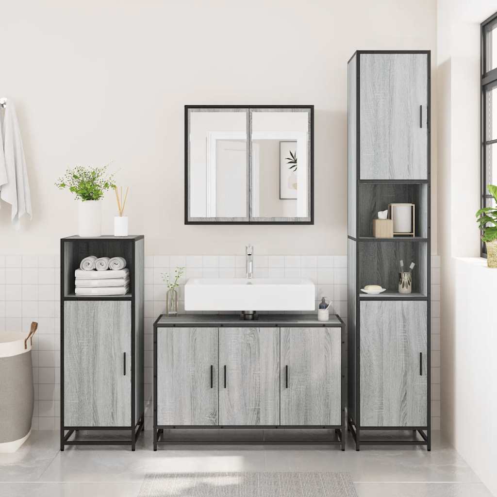 Armário p/ lavatório wc 90x33x60 cm deriv.madeira cinza sonoma