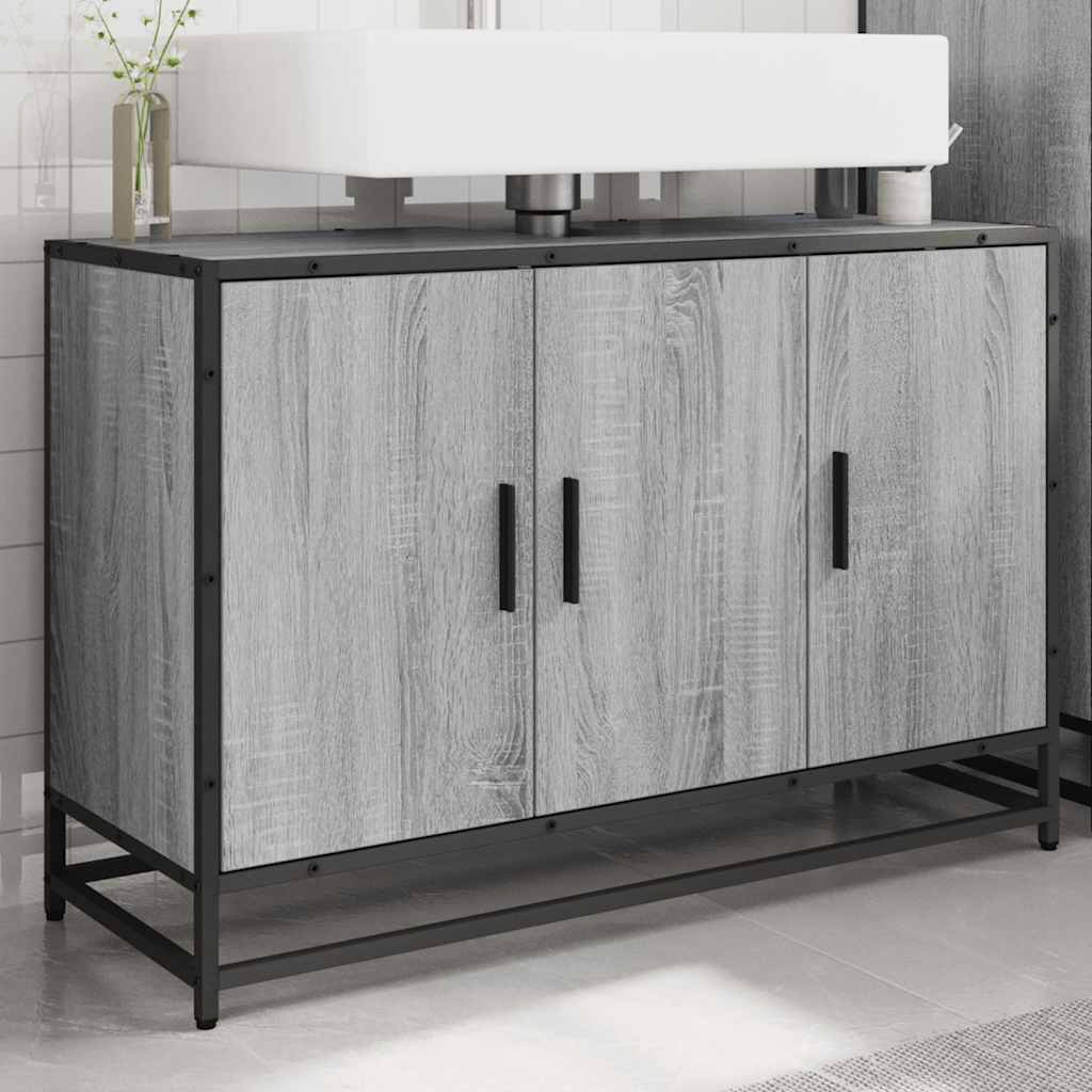 Armário p/ lavatório wc 90x33x60 cm deriv.madeira cinza sonoma