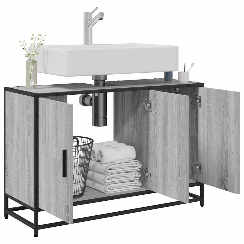 Armário p/ lavatório wc 90x33x60 cm deriv.madeira cinza sonoma