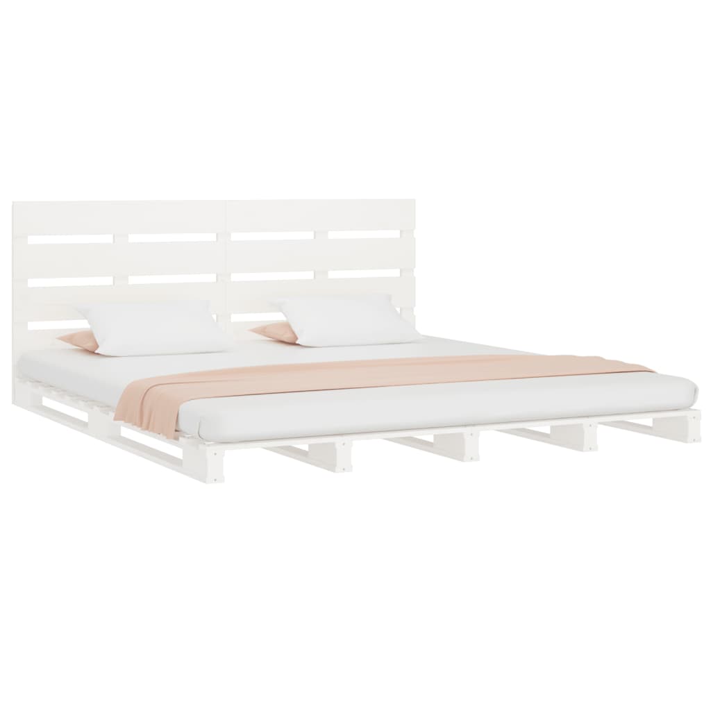 Cama sem colchão 160x200 cm madeira de pinho maciça branco