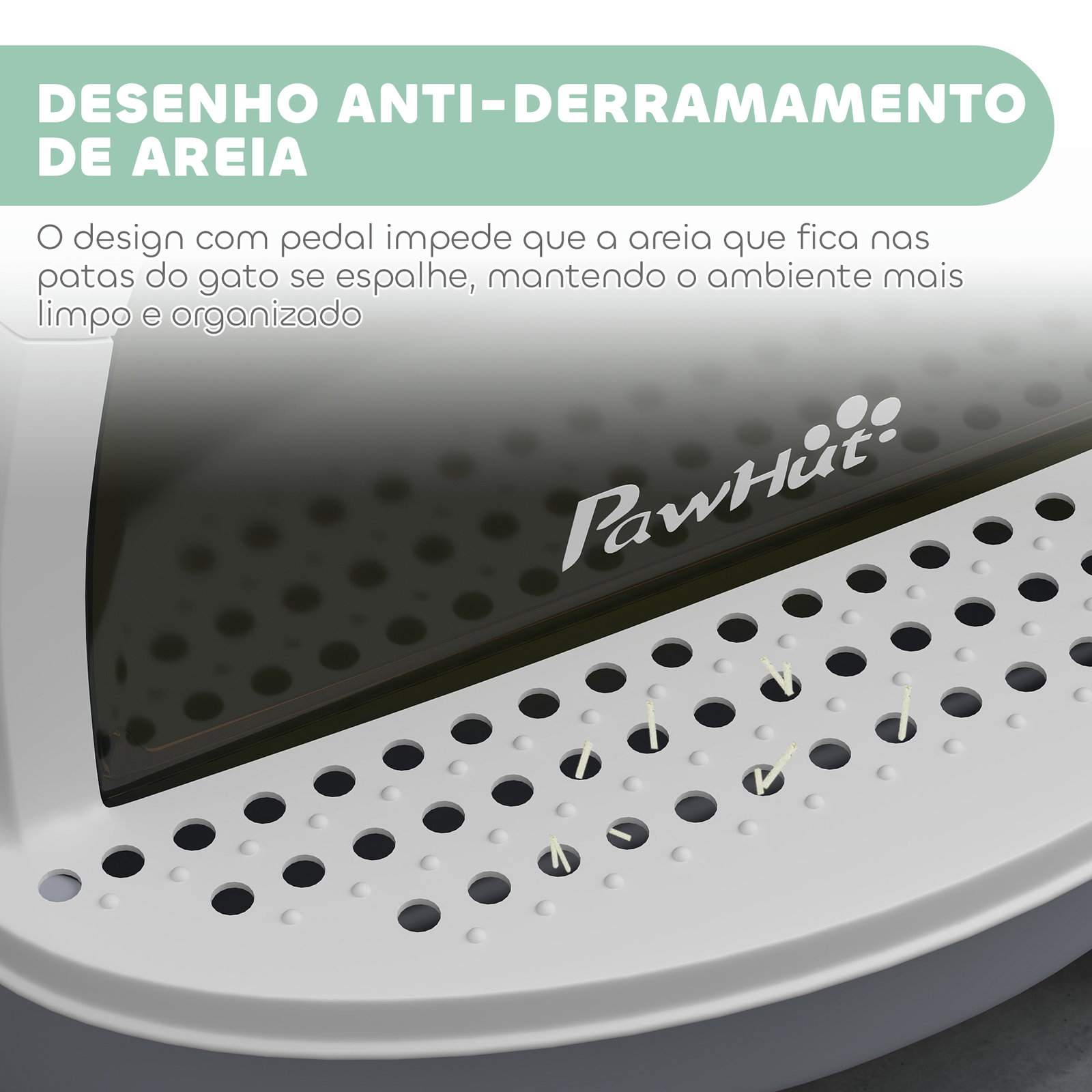 Caixa de areia para gatos fechada com tampa e bandeja amovíveis filtro de carvão e pá 40,5x52x39 cm branco e cinza