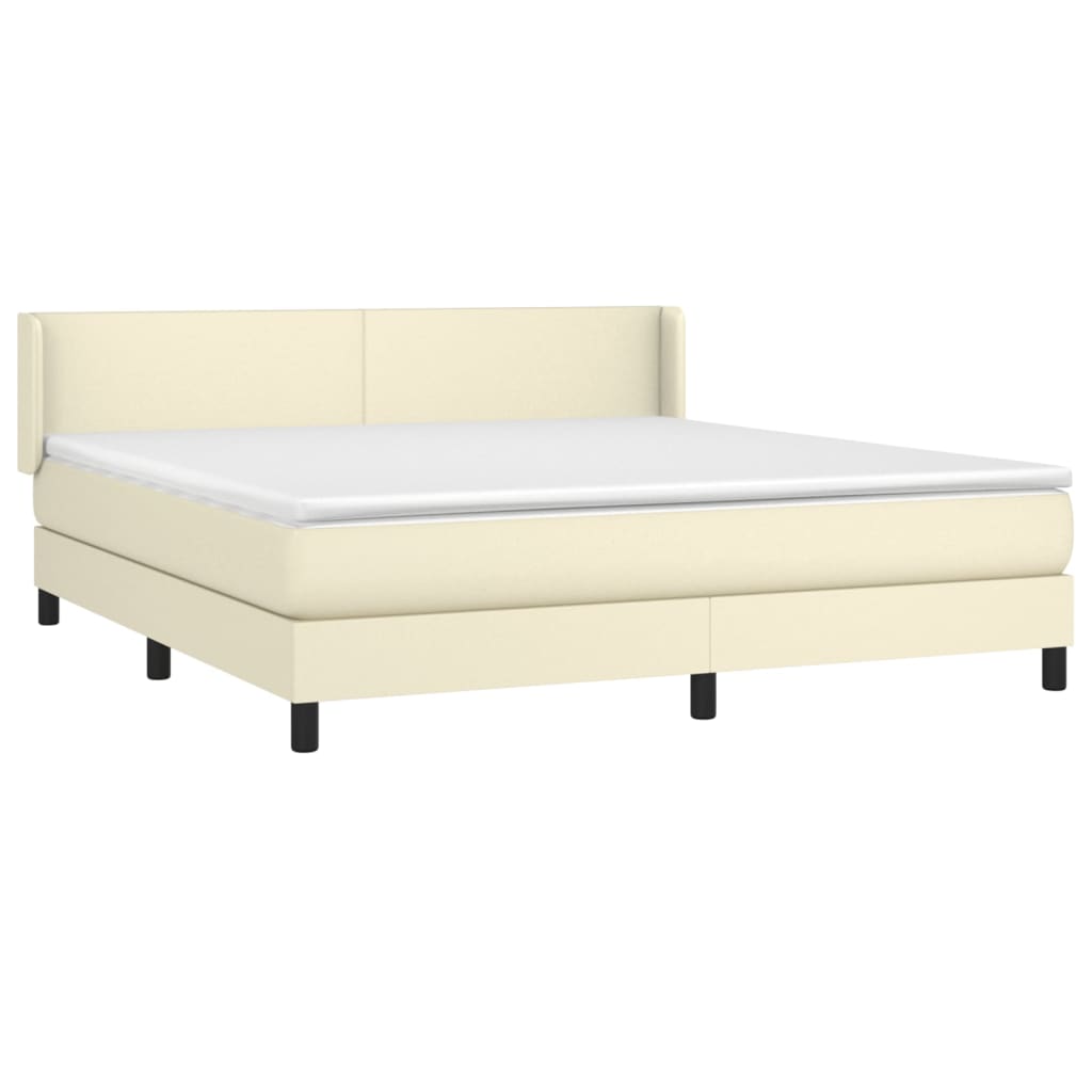 Cama com molas/colchão 180x200 cm couro artificial cor creme