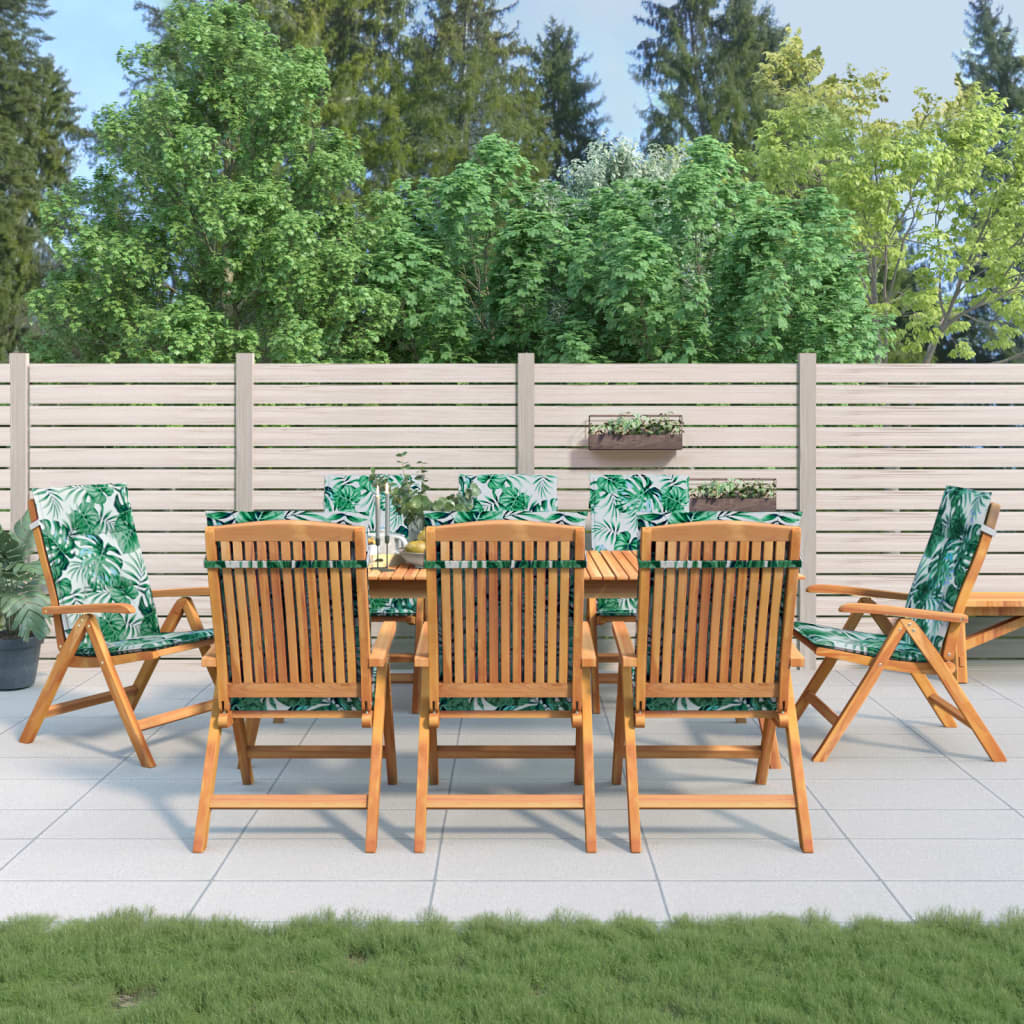 Cadeiras de jardim reclináveis c/ almofadões 8 pcs teca maciça