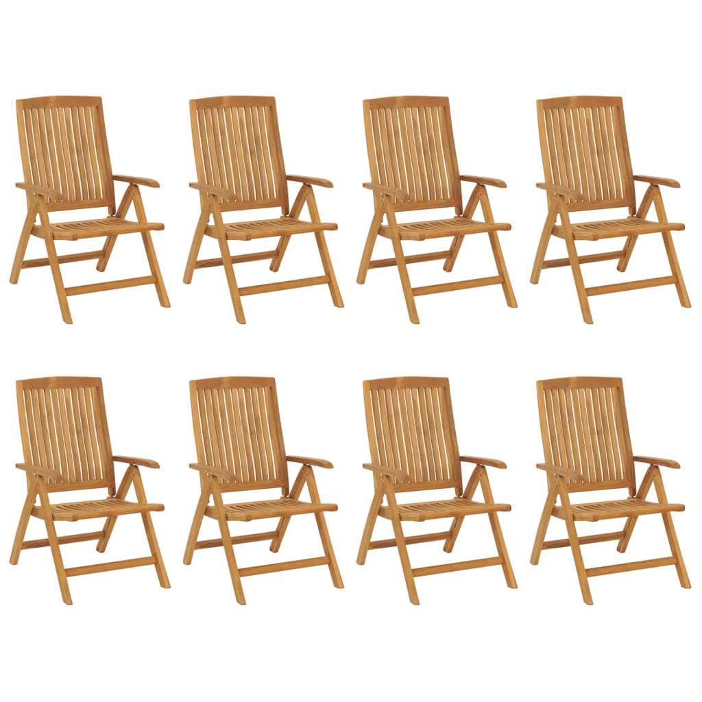 Cadeiras de jardim reclináveis c/ almofadões 8 pcs teca maciça