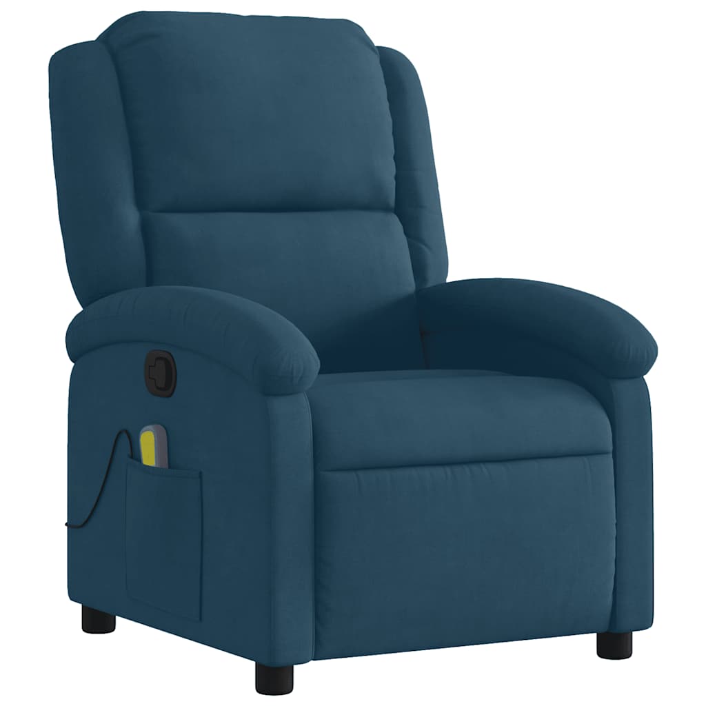 Poltrona de massagens reclinável veludo azul