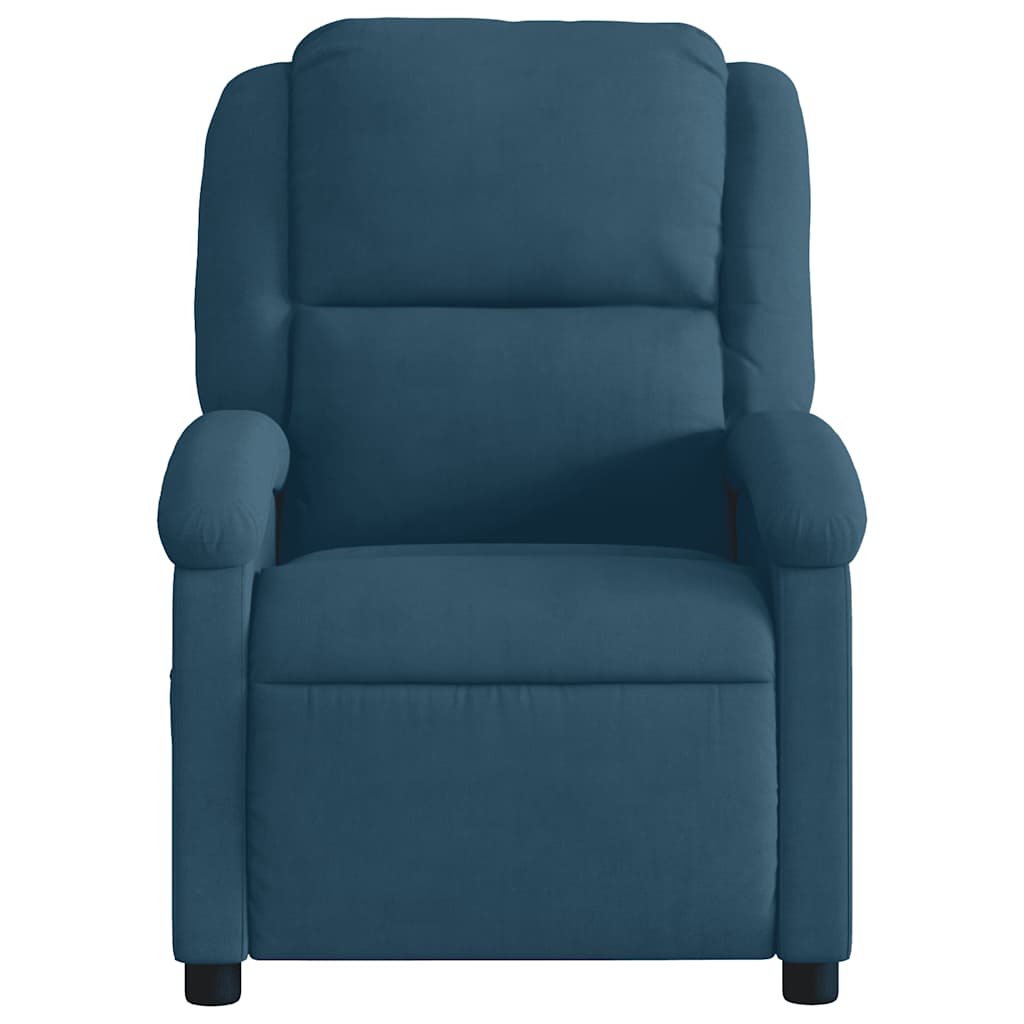 Poltrona de massagens reclinável veludo azul