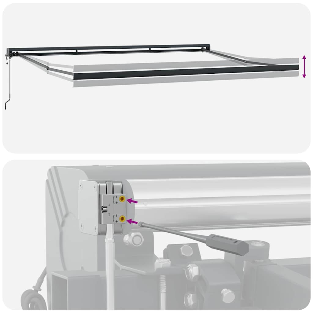 Toldo retrátil vermelho e branco 400 × 300 cm tecido e metal