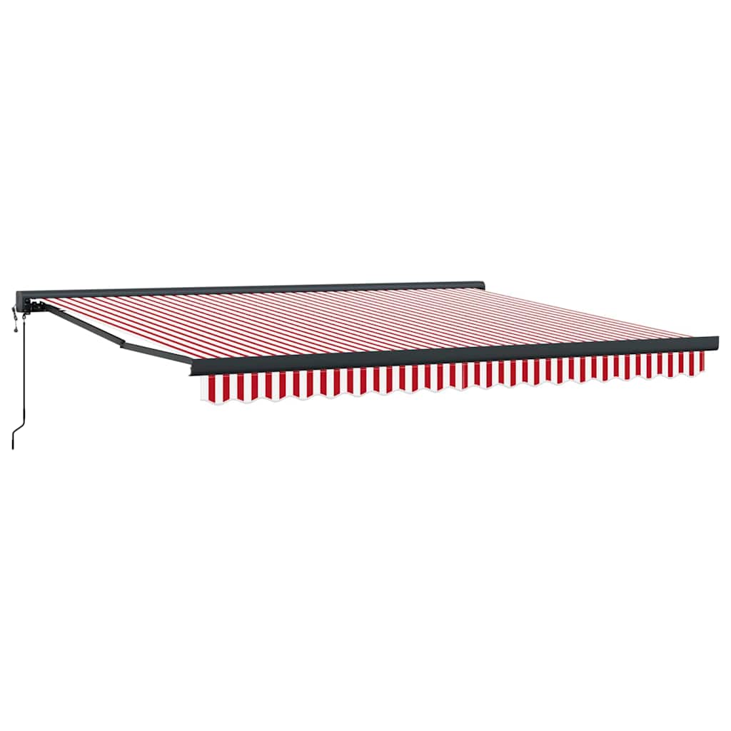 Toldo retrátil vermelho e branco 400 × 300 cm tecido e metal