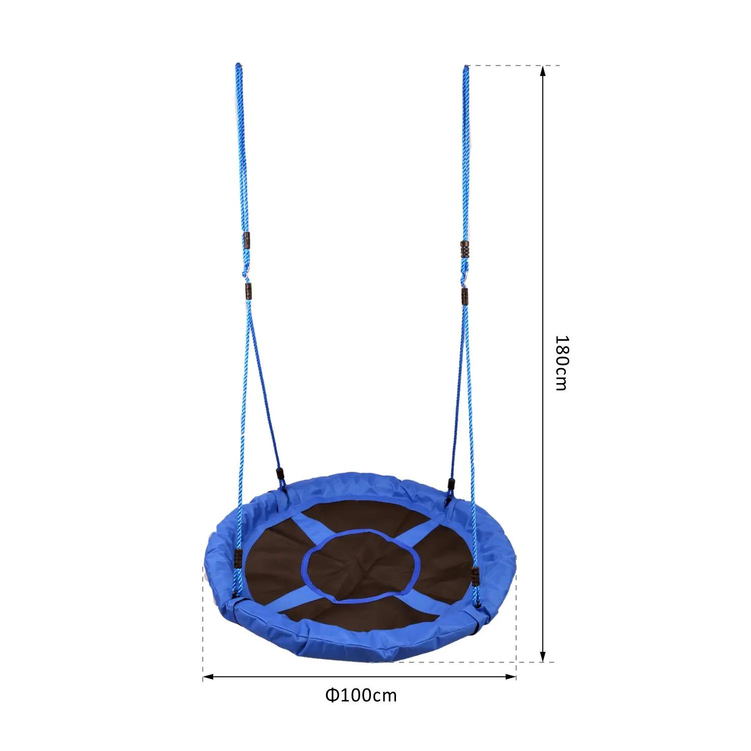 Baloiço para criança tipo ninho baloiço infantil redondo acima de 3 anos carga máx. 100 kg ø100x180 cm azul