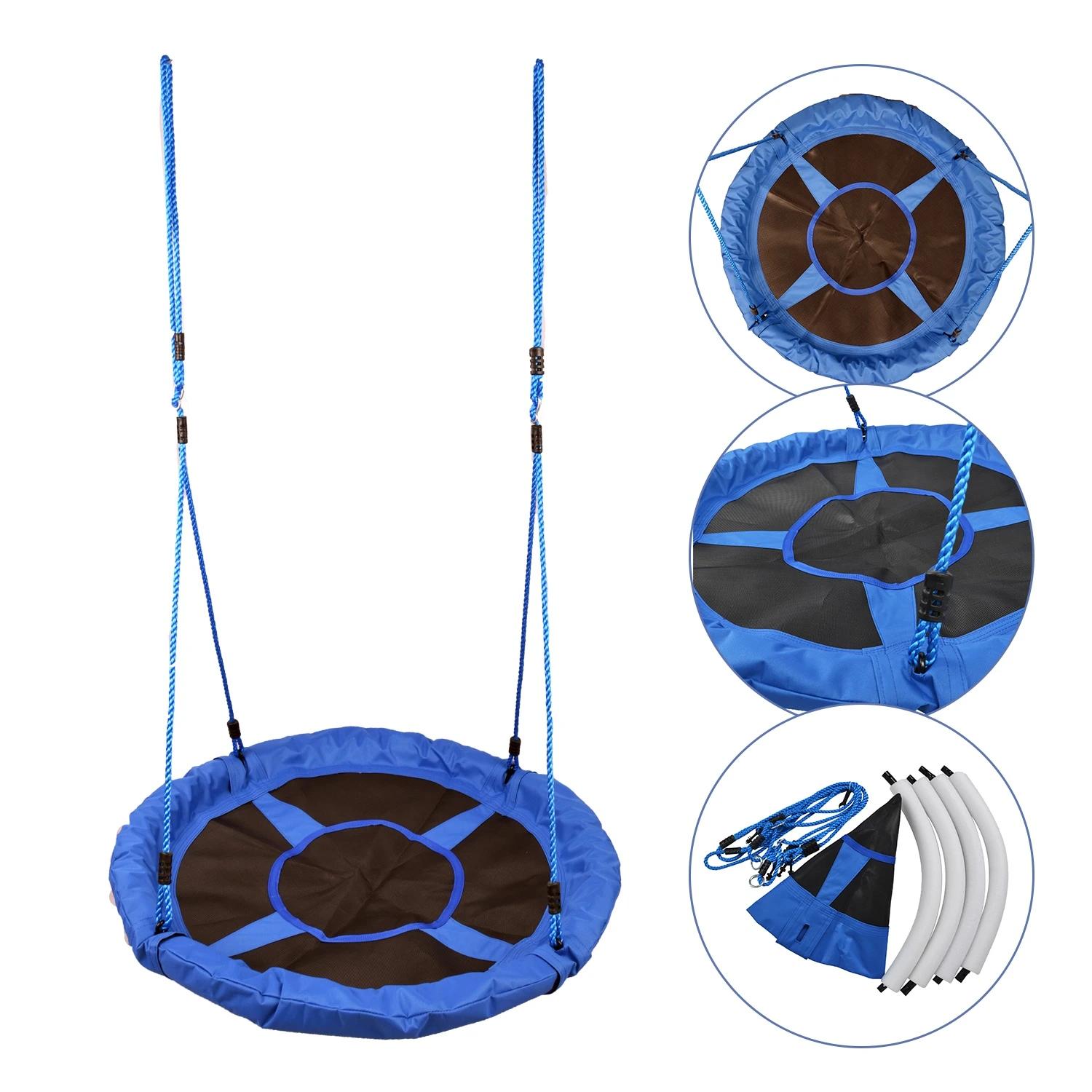Baloiço para criança tipo ninho baloiço infantil redondo acima de 3 anos carga máx. 100 kg ø100x180 cm azul
