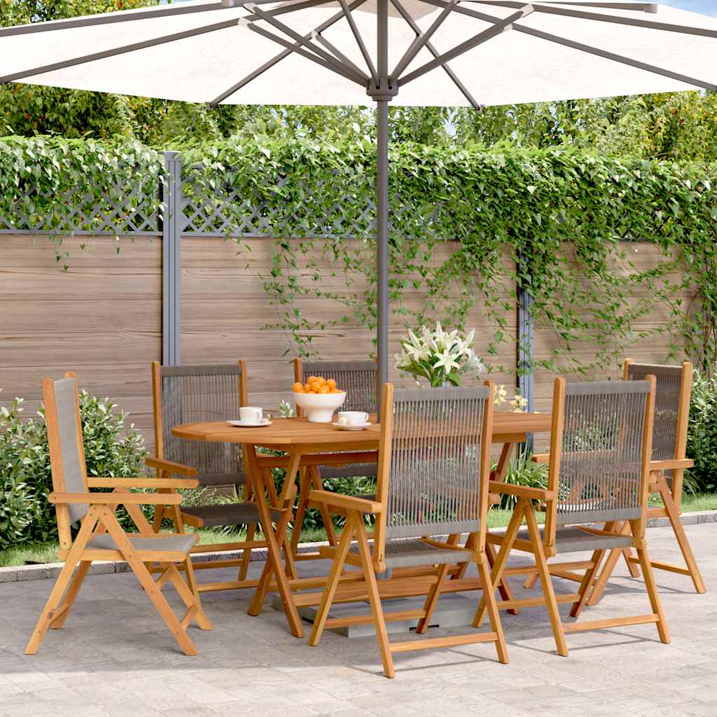 Cadeiras de jardim reclináveis 6 pcs acácia maciça cinzento