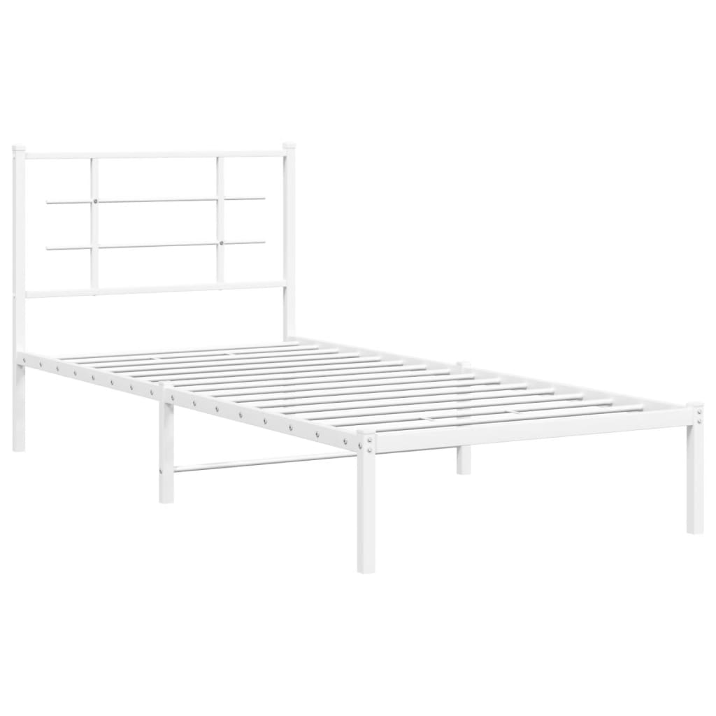 Estrutura de cama com cabeceira 90x200 cm metal branco