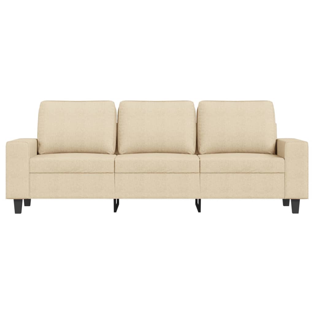 Sofá de 3 lugares com apoio de pés 180 cm tecido cor creme