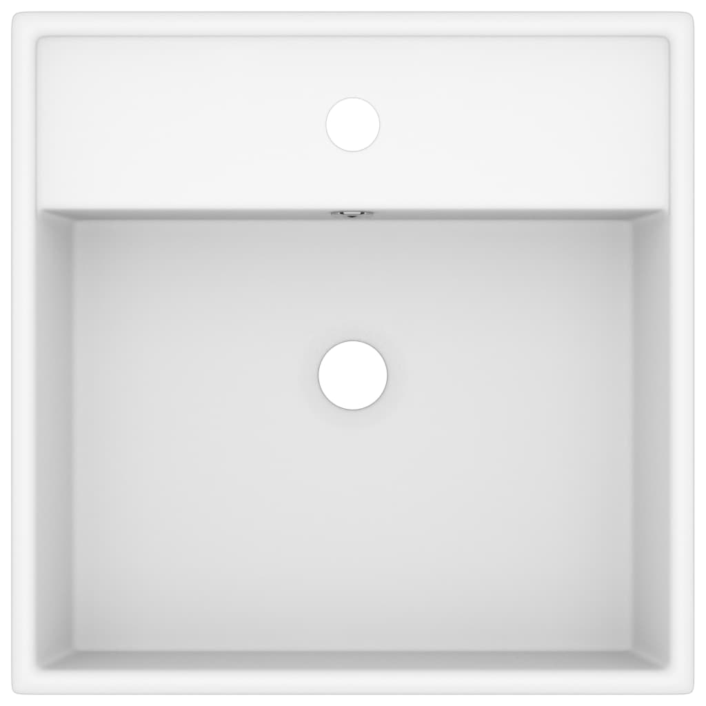 Lavatório luxuoso quadrado 41x41 cm cerâmica branco mate