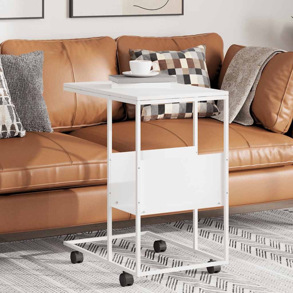 Mesa de apoio c/ rodas 55x36x63,5cm derivados de madeira branco