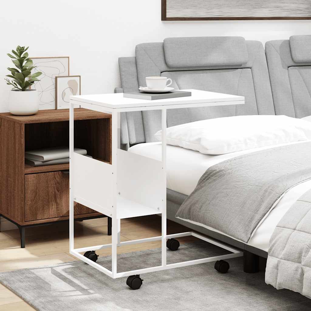 Mesa de apoio c/ rodas 55x36x63,5cm derivados de madeira branco