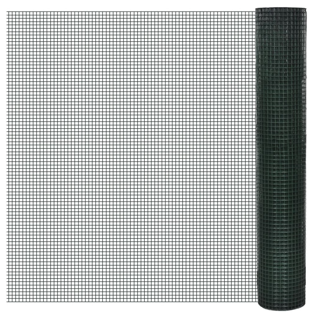 Cerca arame p/ galinheiro c/ revestimento PVC 10x1 m aço verde