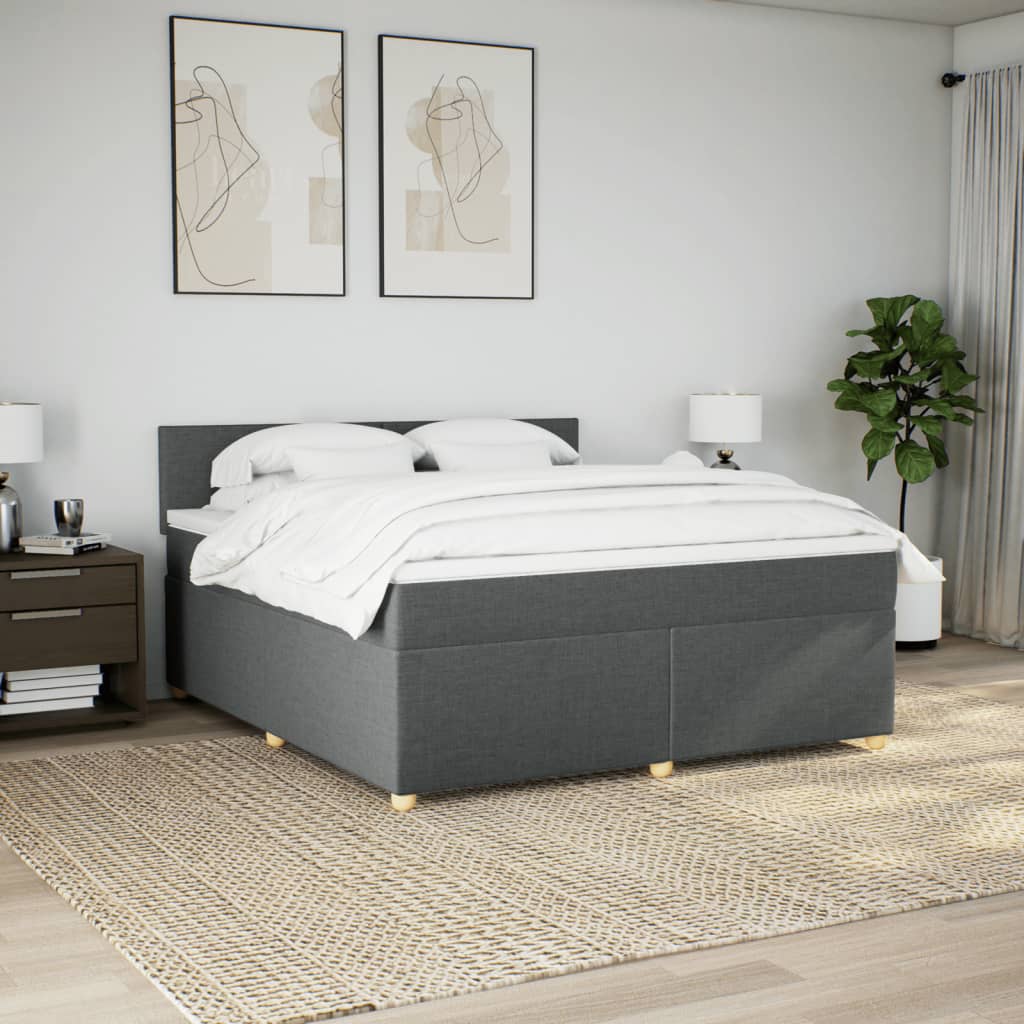 Cama com molas/colchão 180x200 cm tecido cinzento-escuro