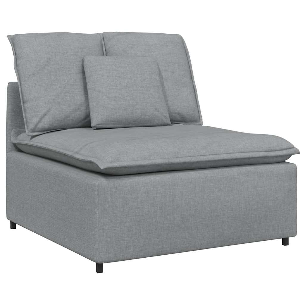 Sofá modular com almofadas tecido cinzento-claro