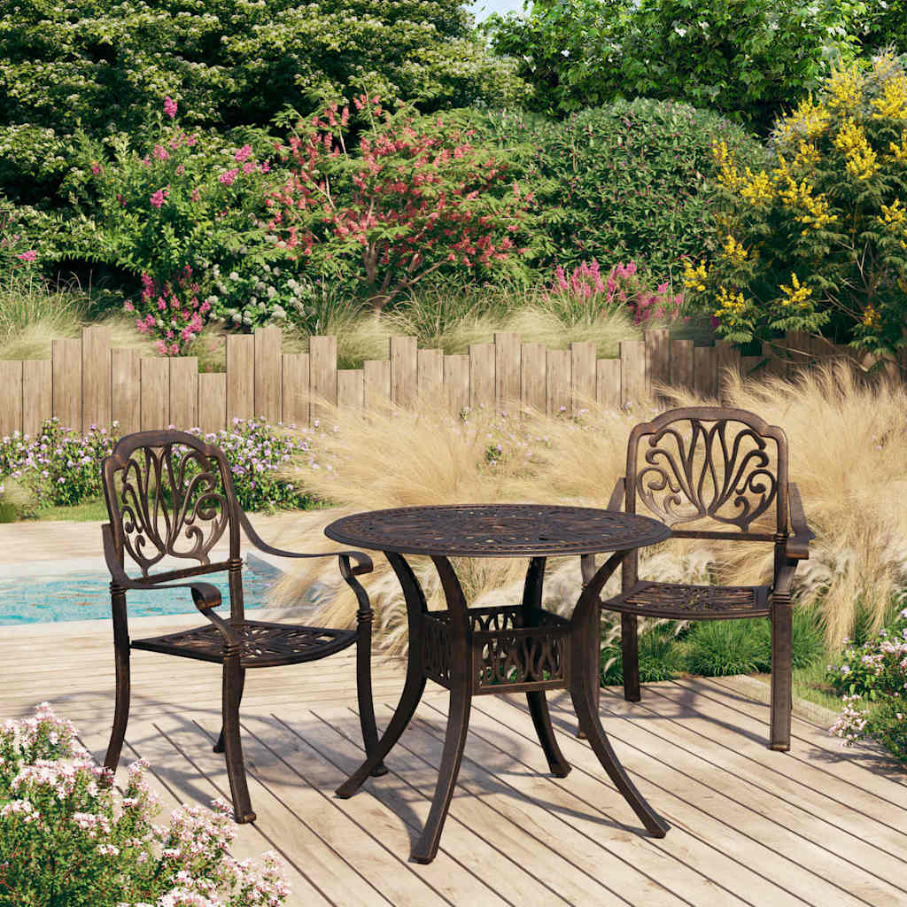 3 Pcs conjunto bistrô alumínio fundido bronze