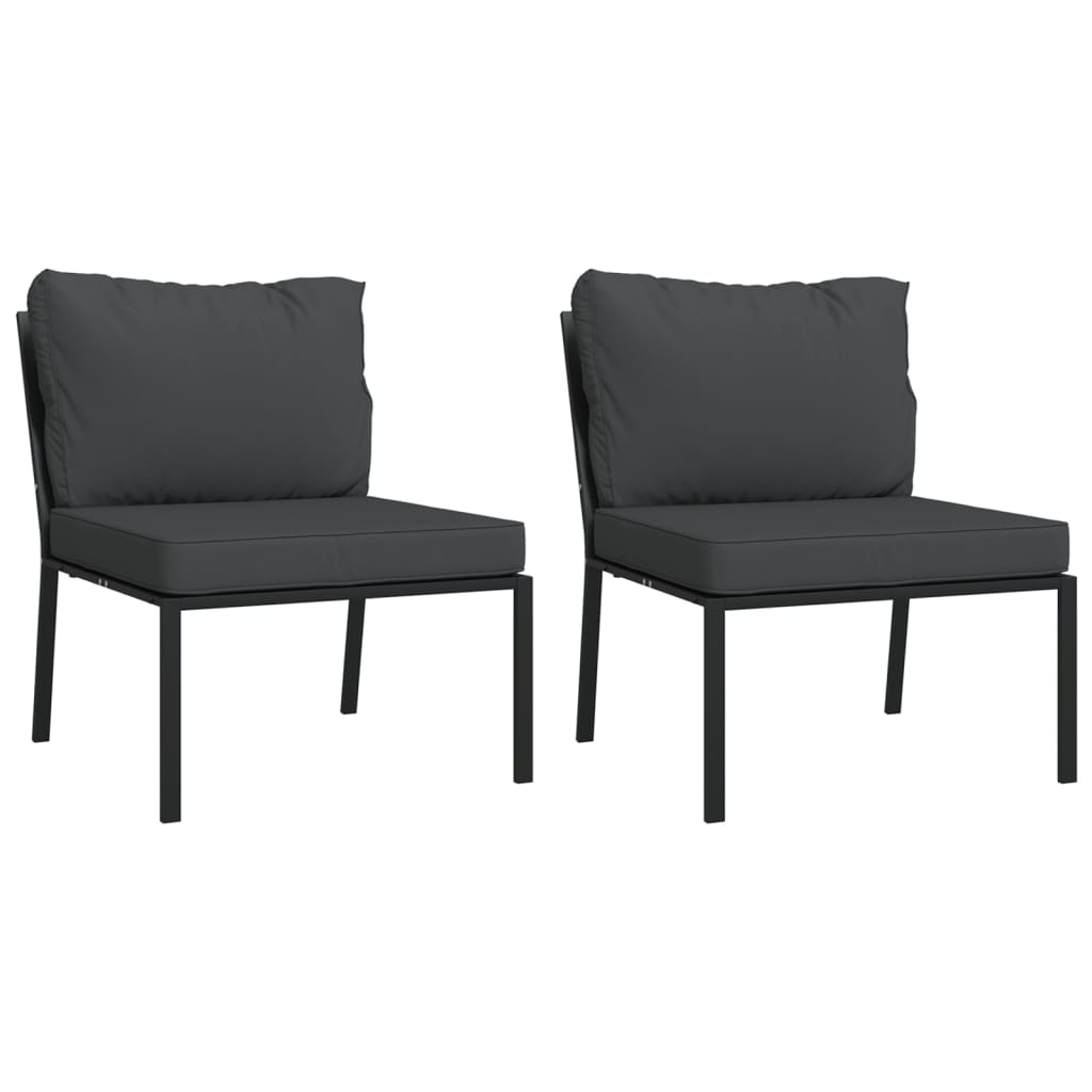 5 Pcs conjunto lounge de jardim aço c/ almofadões cinzentos