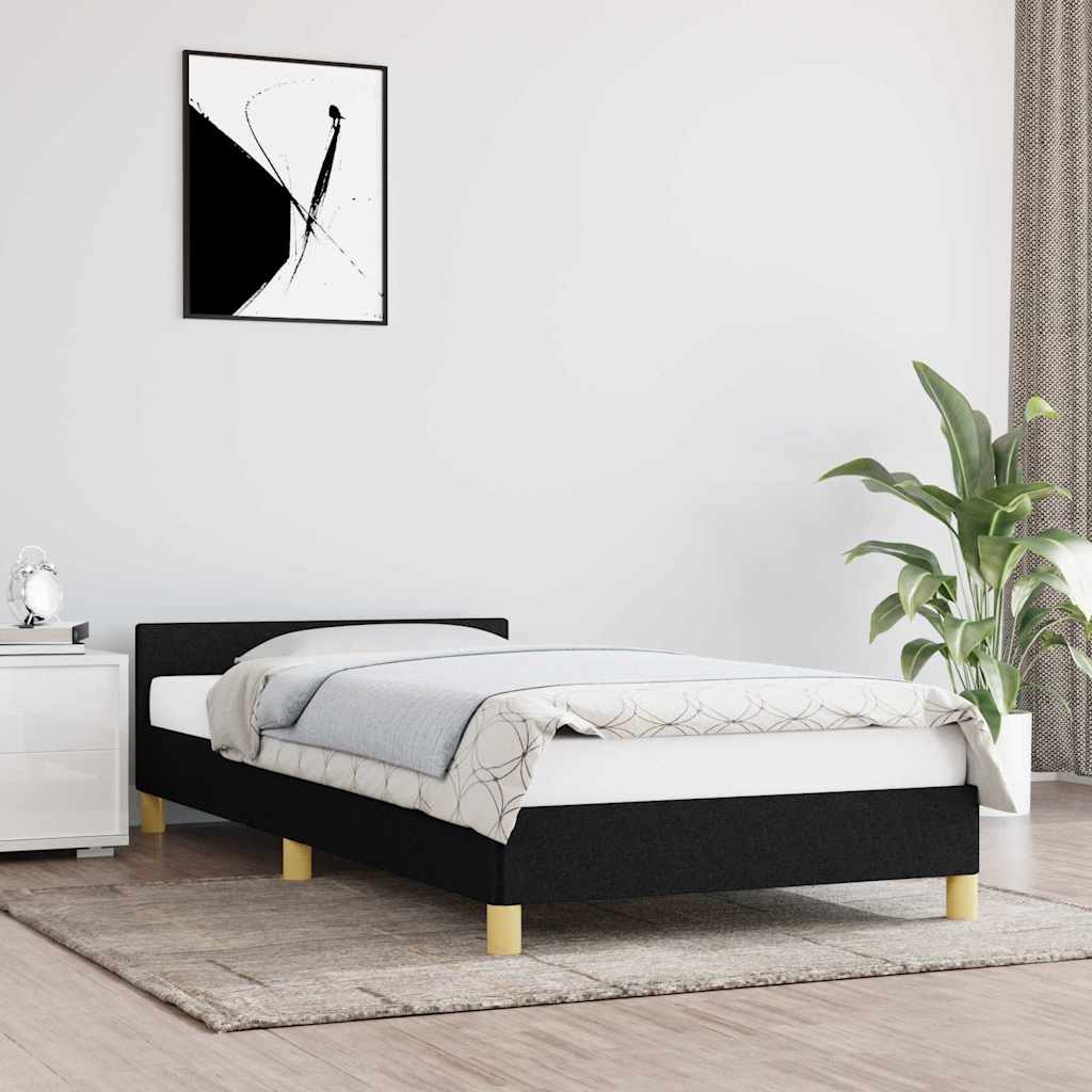 Estrutura cama c/ cabeceira sem colchão tecido 80x200 cm preto